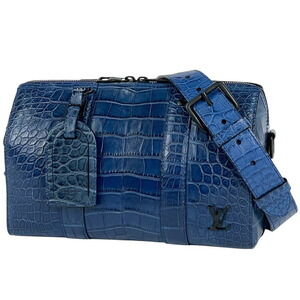 Louis Vuitton City Keepall Shoulder Bag Crocodile Blue